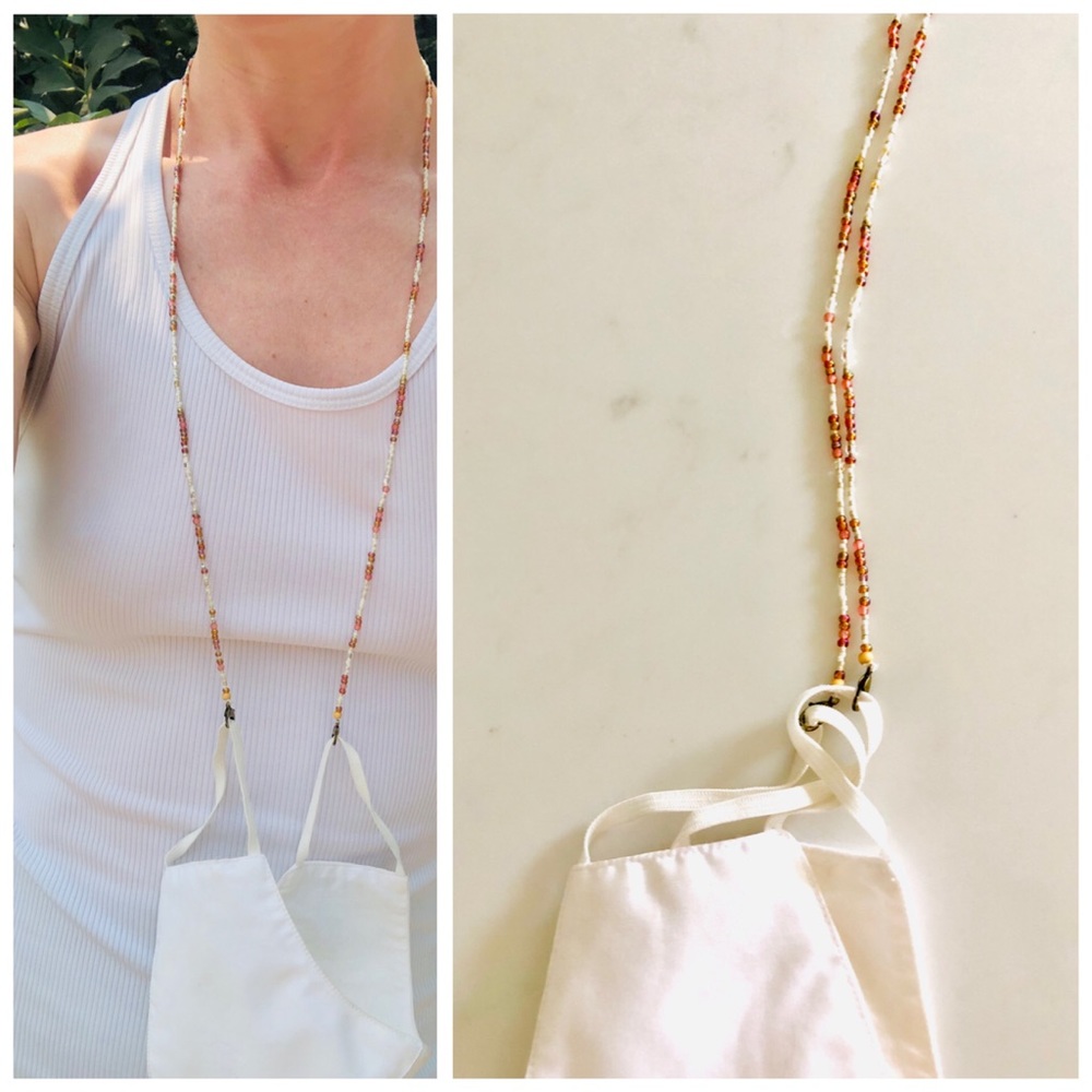Hand Beaded Delicate Face Mask Chain Bead Necklace - Picture 2 of 13